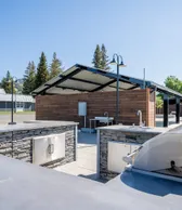 Outdoor kitchen with stone counters