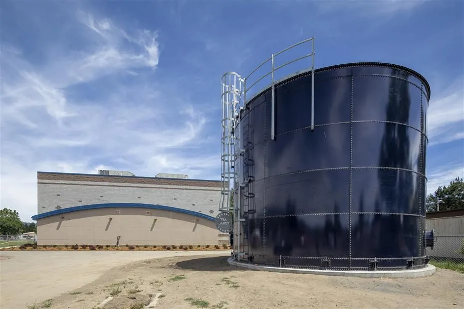 Site with water storage tank